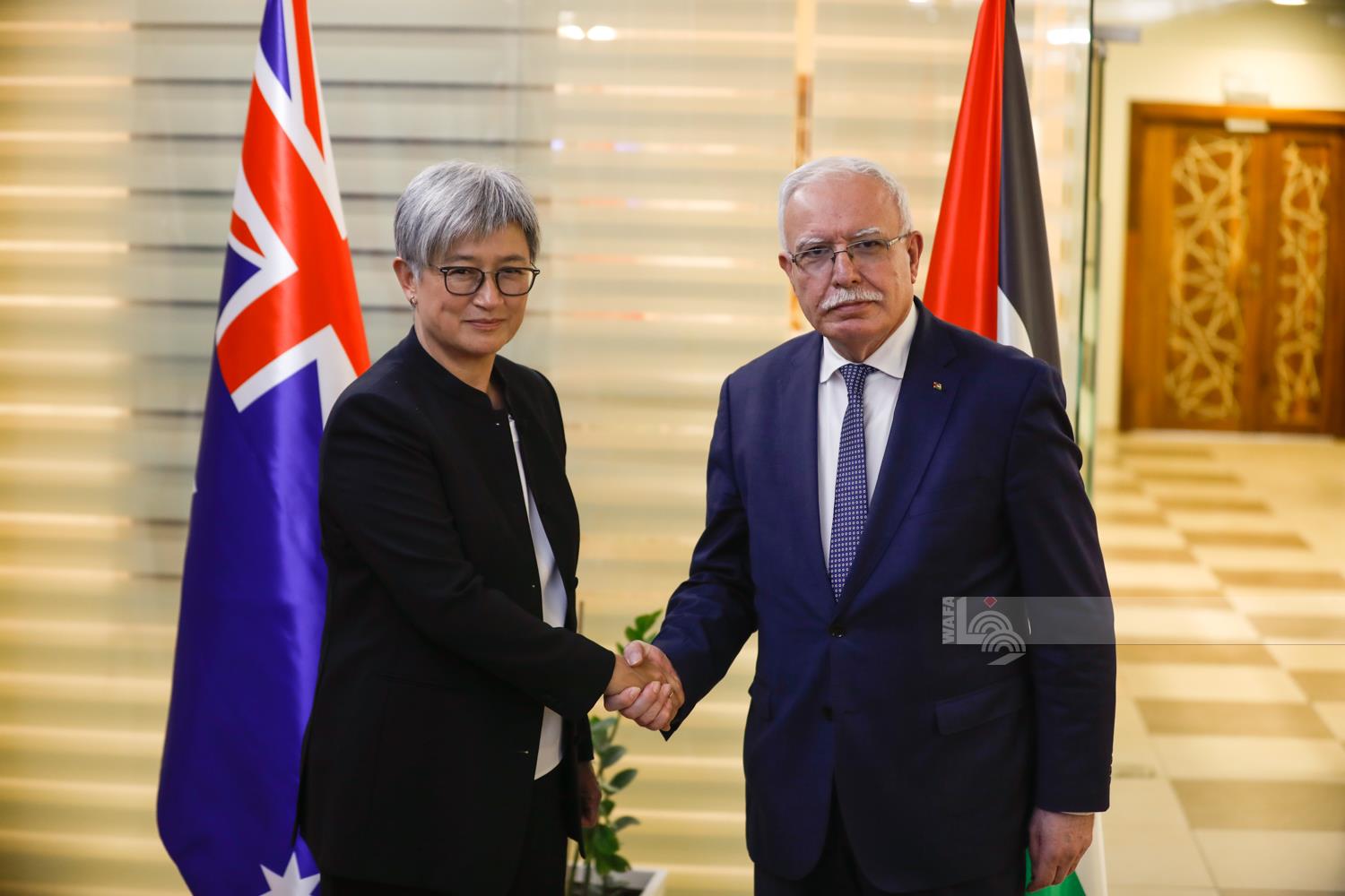 وزير الخارجية والمغتربين رياض المالكي يستقبل وزيرة الخارجية الأسترالية بيني وونغ (تصوير: محمد أبو زيد/وفا)